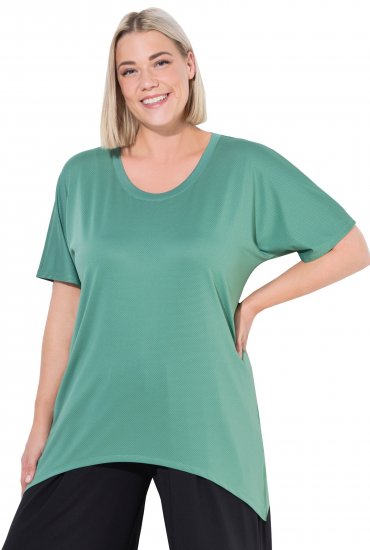 Ulla Popken Quick Drying Pointed Hem Stretch Fit Tee Ivy Green - T-krekli - 
