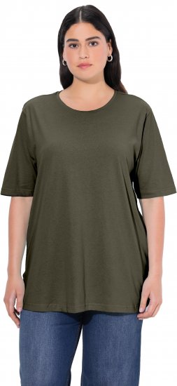 Ulla Popken Basic Round Neck Short Sleeve Relaxed Fit T-Shirt Olive Grey - T-krekli - 