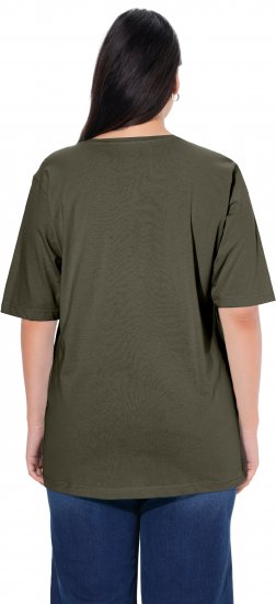 Ulla Popken Basic Round Neck Short Sleeve Relaxed Fit T-Shirt Olive Grey - T-krekli - 