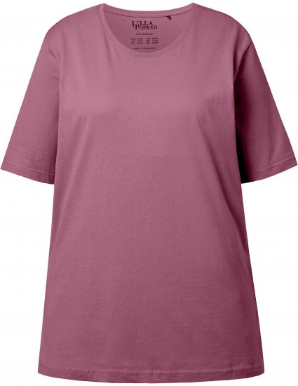 Ulla Popken Basic Round Neck Short Sleeve Relaxed Fit T-Shirt Dark Rose Red - T-krekli - 