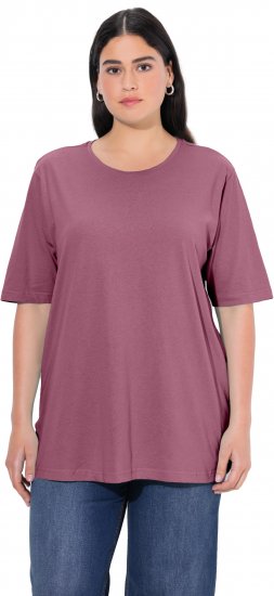 Ulla Popken Basic Round Neck Short Sleeve Relaxed Fit T-Shirt Dark Rose Red - T-krekli - 