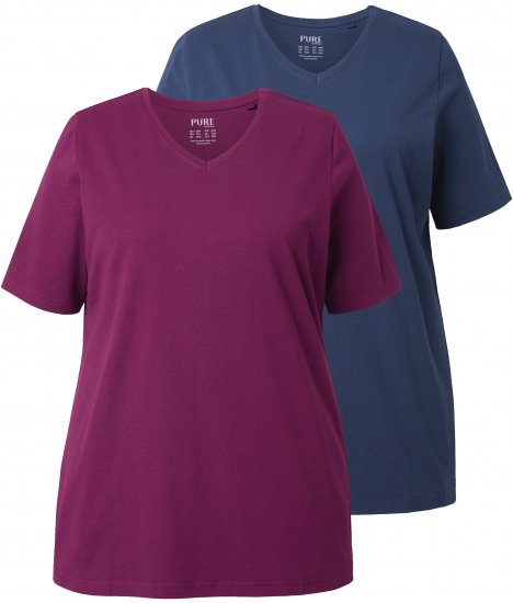 Ulla Popken Eco Cotton Basic T-Shirt 2-Pack Black/Red - T-krekli - 