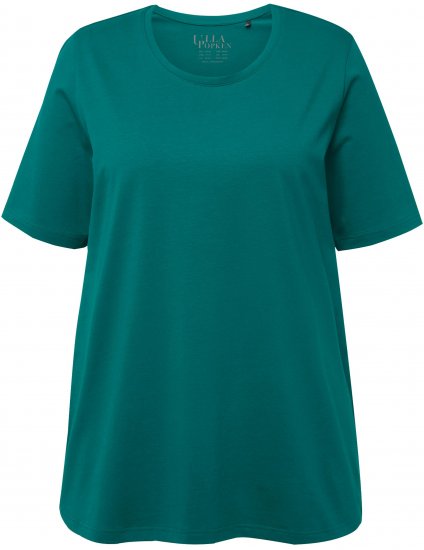 Ulla Popken Essential Round Neck Stretch Tee Dark Emerald - T-krekli - 