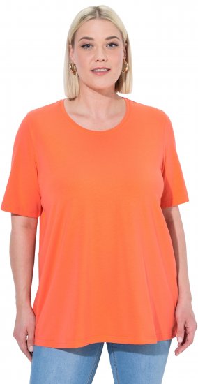 Ulla Popken Essential Round Neck Stretch Tee Coral Pink - T-krekli - 