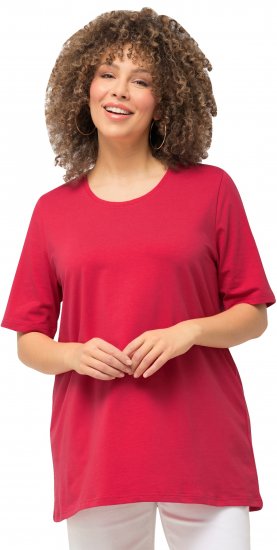 Ulla Popken Essential Round Neck Stretch Tee Dark Pink - T-krekli - 