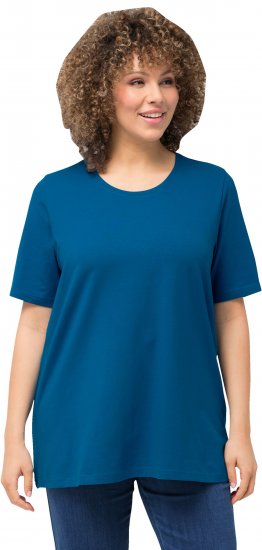 Ulla Popken Essential Round Neck Stretch Tee Medium Blue - T-krekli - 