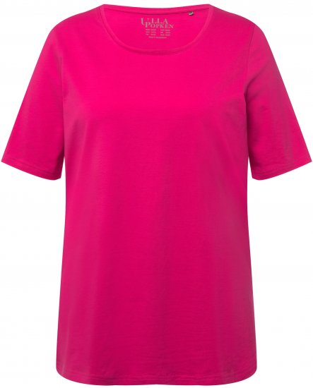 Ulla Popken Essential Round Neck Stretch Tee Fuchsia Pink - T-krekli - 