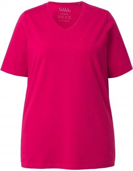 Ulla Popken Essential V-Neck Stretch Tee Dark Raspberry - T-krekli - 