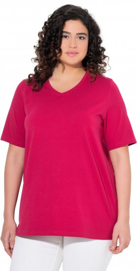 Ulla Popken Essential V-Neck Stretch Tee Dark Raspberry - T-krekli - 