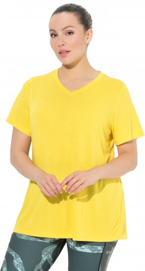 Ulla Popken Functional Antibacterial Finish V-Neck Short Sleeve Knit Top Sun Yellow - T-krekli - 