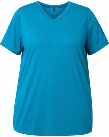 Ulla Popken Functional Antibacterial Finish V-Neck Short Sleeve Knit Top Opal Green - T-krekli - 