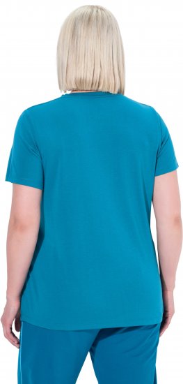 Ulla Popken Functional Antibacterial Finish V-Neck Short Sleeve Knit Top Opal Green - T-krekli - 