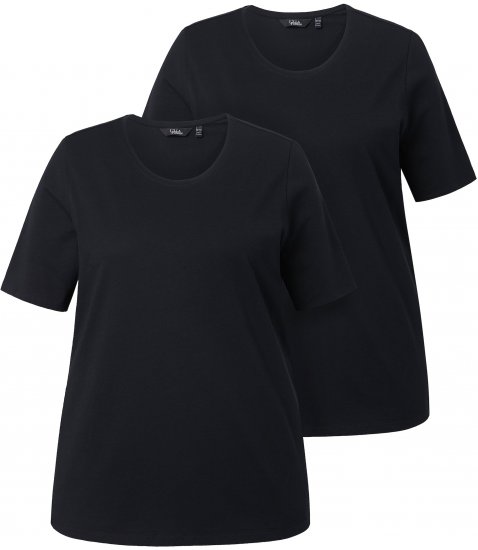 Ulla Popken Scoop Neck Short Sleeve Tee Black - T-krekli - 