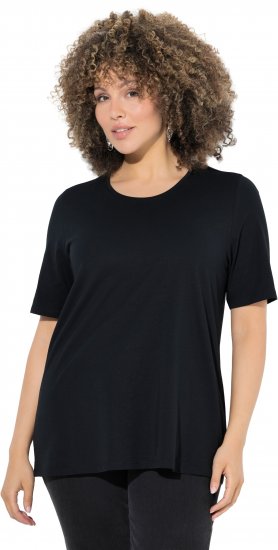 Ulla Popken Scoop Neck Short Sleeve Tee Black - T-krekli - 
