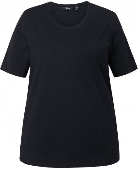 Ulla Popken Scoop Neck Short Sleeve Tee Black - T-krekli - 