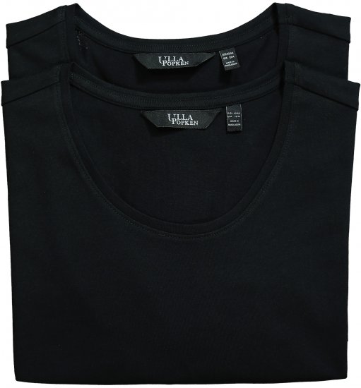 Ulla Popken Scoop Neck Short Sleeve Tee Black - T-krekli - 