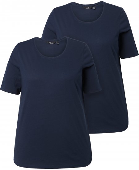 Ulla Popken Scoop Neck Short Sleeve Tee Navy - T-krekli - 