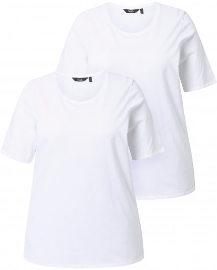 Ulla Popken Scoop Neck Short Sleeve Tee White - T-krekli - 