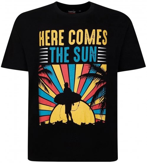 Espionage T421 Here Comes The Sun Printed T-Shirt Black - Lielo vīriešu t-krekli ar apdruku - Lielo vīriešu t-krekli ar apdruku
