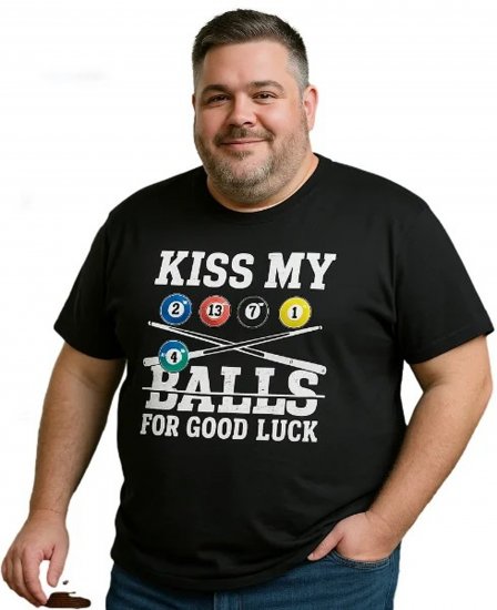 Espionage T436 Good Luck Kiss Printed T-Shirt Black - T-krekli - T-krekli - 2XL-14XL