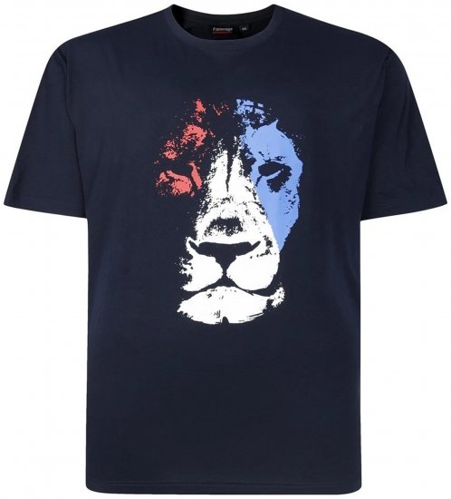 Espionage T440 Abstract Lion Printed T-Shirt Navy - Lielo vīriešu t-krekli ar apdruku - Lielo vīriešu t-krekli ar apdruku