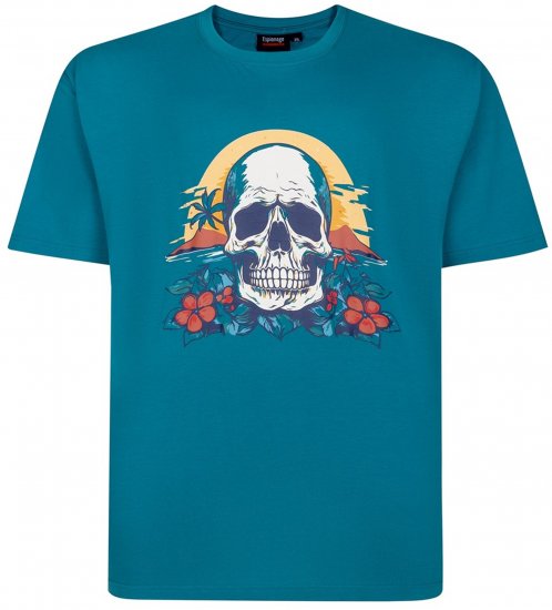Espionage T452 Skull Island Printed T-Shirt Jade - Lielo vīriešu t-krekli ar apdruku - Lielo vīriešu t-krekli ar apdruku