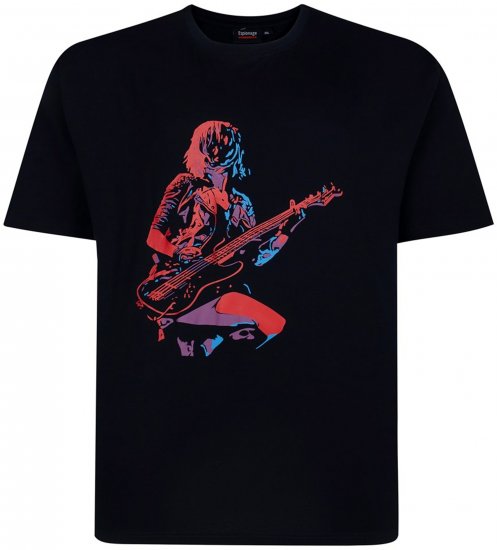 Espionage T454 Abstract Guitarist Printed T-Shirt Navy - Lielo vīriešu t-krekli ar apdruku - Lielo vīriešu t-krekli ar apdruku