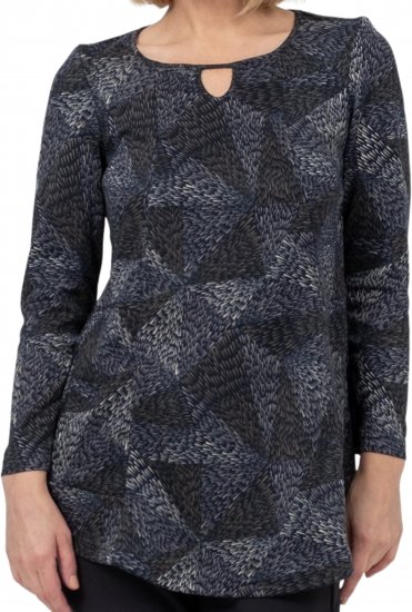 Scandinavian Caramel Triangles Tunic Dark Blue - Apdrukāti T-krekli sievietēm - 