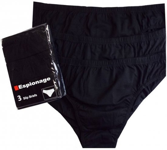 Espionage U002 3-Pack Slip Briefs Black - Īsās apakšbikses - Vīriešu Apakšbikses Lieli Izmēri