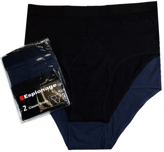 Espionage U003 2-Pack Y-Front Briefs Black/Navy - Īsās apakšbikses - Vīriešu Apakšbikses Lieli Izmēri