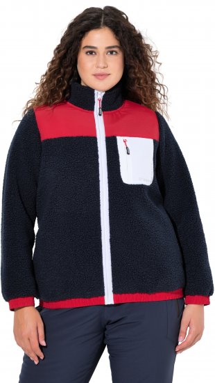 Ulla Popken Color Block Teddy Fleece Jacket Navy - Džemperi un džemperi ar kapuci - 