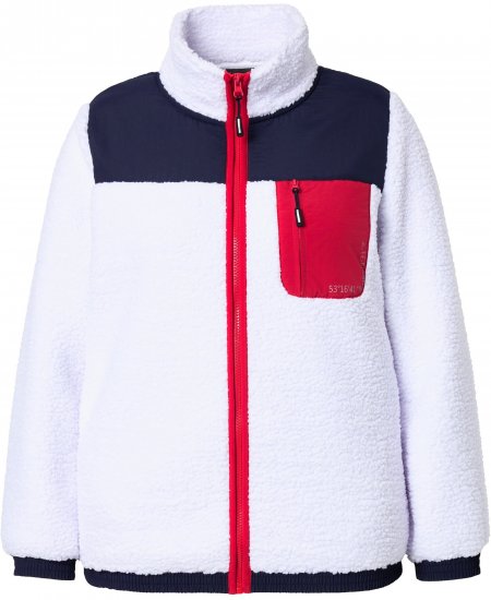 Ulla Popken Color Block Teddy Fleece Jacket Snow White - Džemperi un džemperi ar kapuci - 