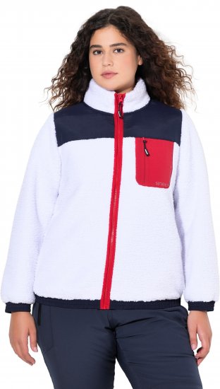 Ulla Popken Color Block Teddy Fleece Jacket Snow White - Džemperi un džemperi ar kapuci - 