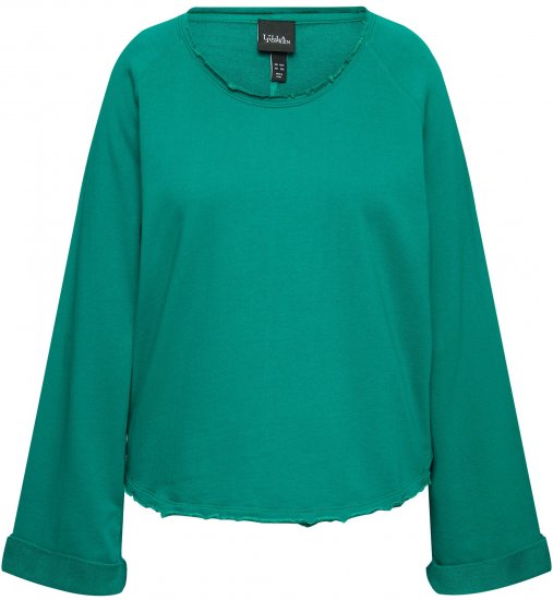 Ulla Popken Rolled Edge Long Sleeve Sweatshirt Emerald Green - Džemperi un džemperi ar kapuci - 