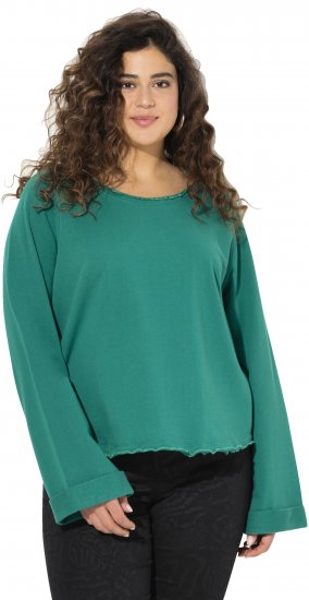 Ulla Popken Rolled Edge Long Sleeve Sweatshirt Emerald Green - Džemperi un džemperi ar kapuci - 
