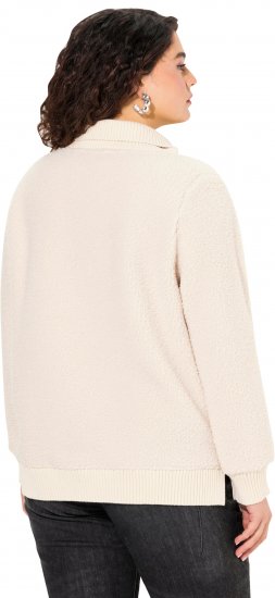 Ulla Popken Teddy Fleece Troyer Collar Sweatshirt Light Champagne - Džemperi un džemperi ar kapuci - 