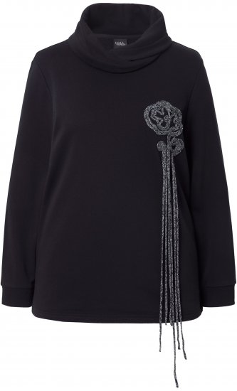 Ulla Popken Ribbon Detail Turtleneck Sweatshirt Black - Džemperi un džemperi ar kapuci - 