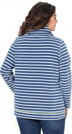 Ulla Popken Striped Turtleneck Neon Detail Sweatshirt Indigo Denim - Džemperi un džemperi ar kapuci - 