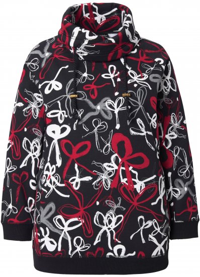 Ulla Popken Ribbon Print Turtleneck Sweatshirt Black - Džemperi un džemperi ar kapuci - 