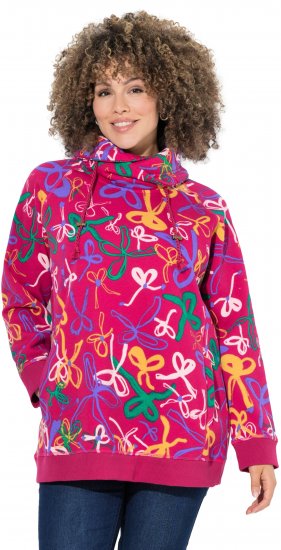 Ulla Popken Ribbon Print Turtleneck Sweatshirt Cherry Red - Džemperi un džemperi ar kapuci - 