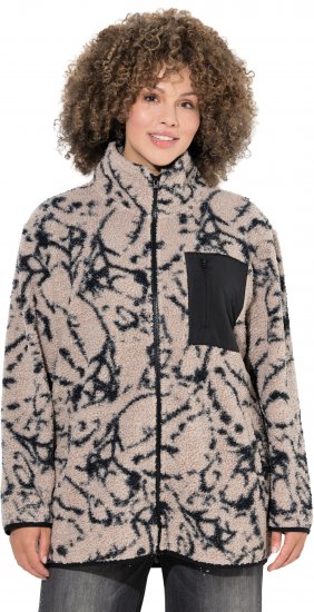 Ulla Popken Marble Print Teddy Fleece Jacket Dark Putty - Džemperi un džemperi ar kapuci - 