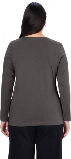 Ulla Popken Basic Round Neck Long Sleeve Slim Fit Cotton Tee Graphite Grey - T-krekli - 