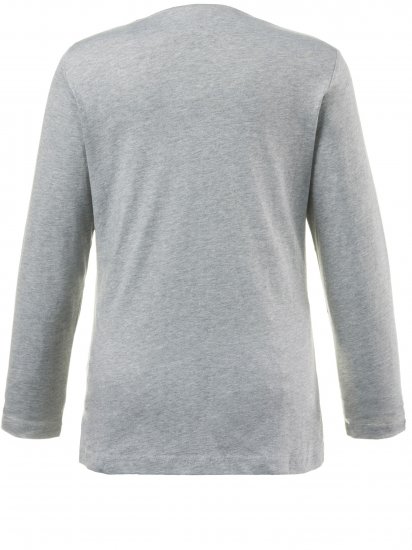 Ulla Popken Basic Round Neck Long Sleeve Slim Fit Cotton Tee Light Grey Melange - T-krekli - 