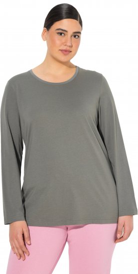 Ulla Popken Basic Round Neck Long Sleeve Slim Fit Cotton Tee Grey - T-krekli - 