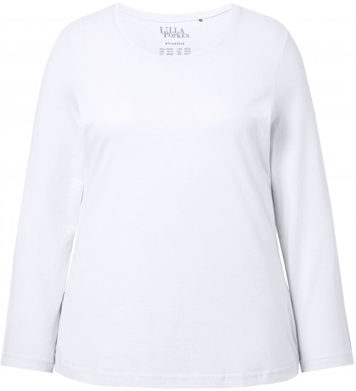Ulla Popken Basic Round Neck Long Sleeve Slim Fit Cotton Tee Snow White - Svārki - 