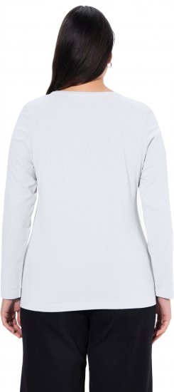 Ulla Popken Basic Round Neck Long Sleeve Slim Fit Cotton Tee Snow White - Svārki - 