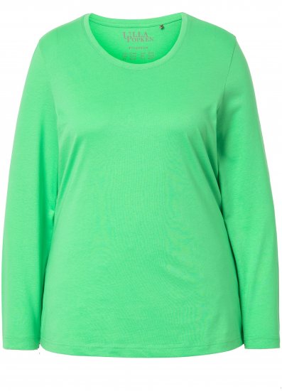 Ulla Popken Basic Round Neck Long Sleeve Slim Fit Cotton Tee Mint Green - T-krekli - 