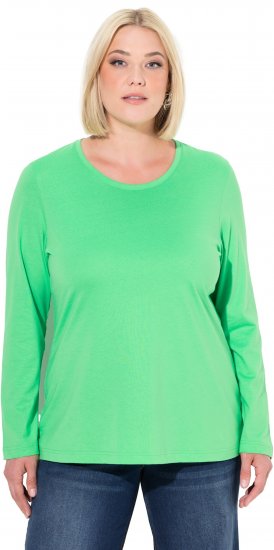 Ulla Popken Basic Round Neck Long Sleeve Slim Fit Cotton Tee Mint Green - T-krekli - 