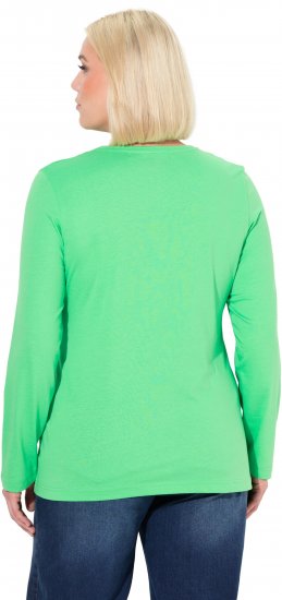 Ulla Popken Basic Round Neck Long Sleeve Slim Fit Cotton Tee Mint Green - T-krekli - 
