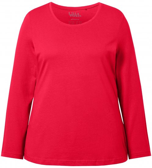 Ulla Popken Basic Round Neck Long Sleeve Slim Fit Cotton Tee Red - T-krekli - 
